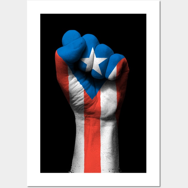 Flag of Puerto Rico on a Raised Clenched Fist Wall Art by jeffbartels